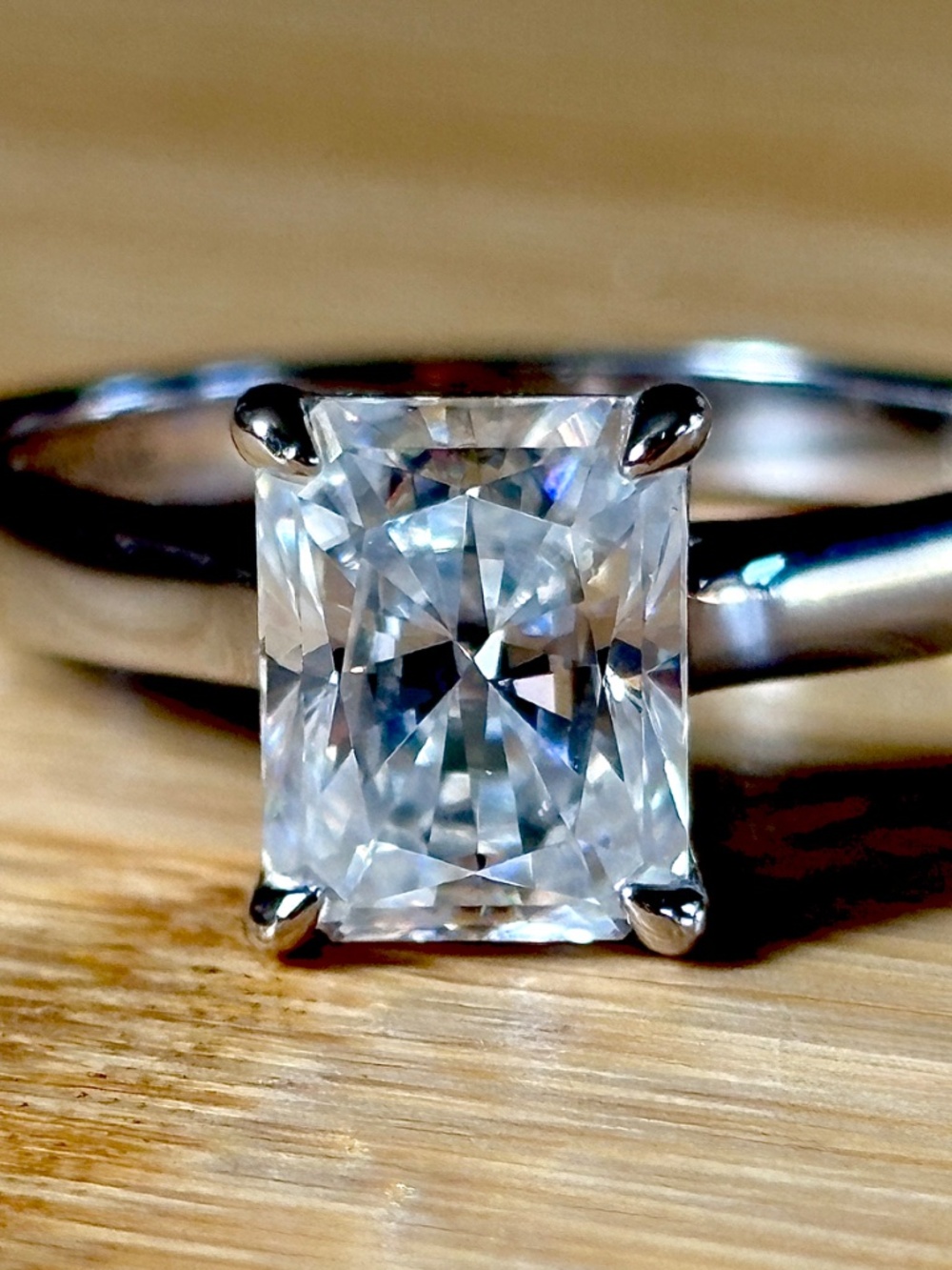 A certified 3ct radiant Moissanite solitaire in solid sterling silver and 18k! - Picture 8 of 16